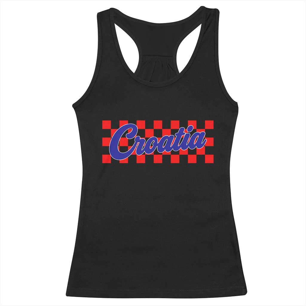 Croatia Racerback Tank Top Checkered Retro Hrvatska Zagreb Croatian TS10 Black Print Your Wear