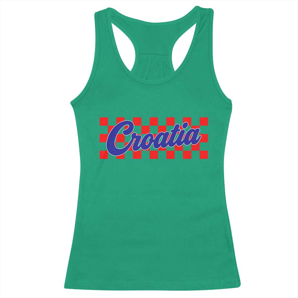 Croatia Racerback Tank Top Checkered Retro Hrvatska Zagreb Croatian TS10 Irish Green Print Your Wear