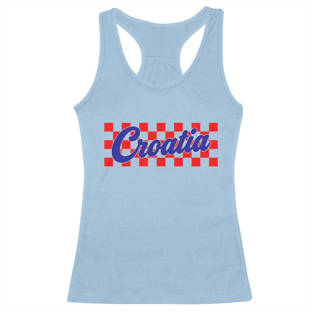 Croatia Racerback Tank Top Checkered Retro Hrvatska Zagreb Croatian TS10 Light Blue Print Your Wear
