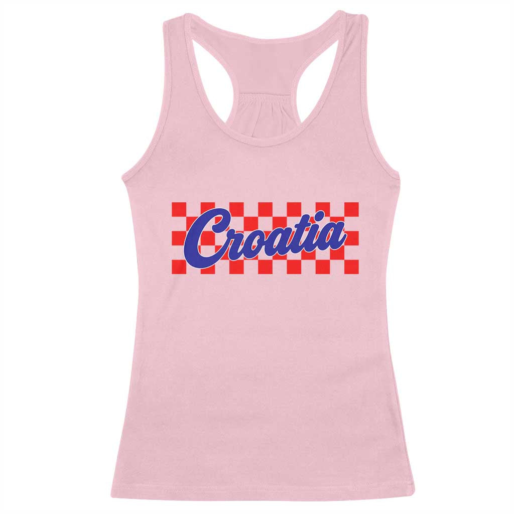 Croatia Racerback Tank Top Checkered Retro Hrvatska Zagreb Croatian TS10 Light Pink Print Your Wear