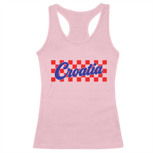 Croatia Racerback Tank Top Checkered Retro Hrvatska Zagreb Croatian TS10 Light Pink Print Your Wear