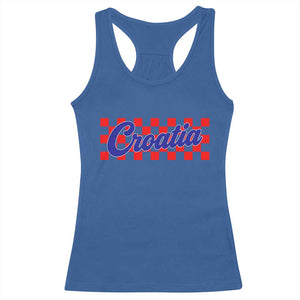Croatia Racerback Tank Top Checkered Retro Hrvatska Zagreb Croatian TS10 Royal Blue Print Your Wear
