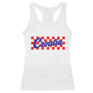 Croatia Racerback Tank Top Checkered Retro Hrvatska Zagreb Croatian TS10 White Print Your Wear