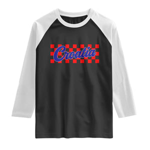 Croatia Raglan Shirt Checkered Retro Hrvatska Zagreb Croatian TS10 Black White Print Your Wear