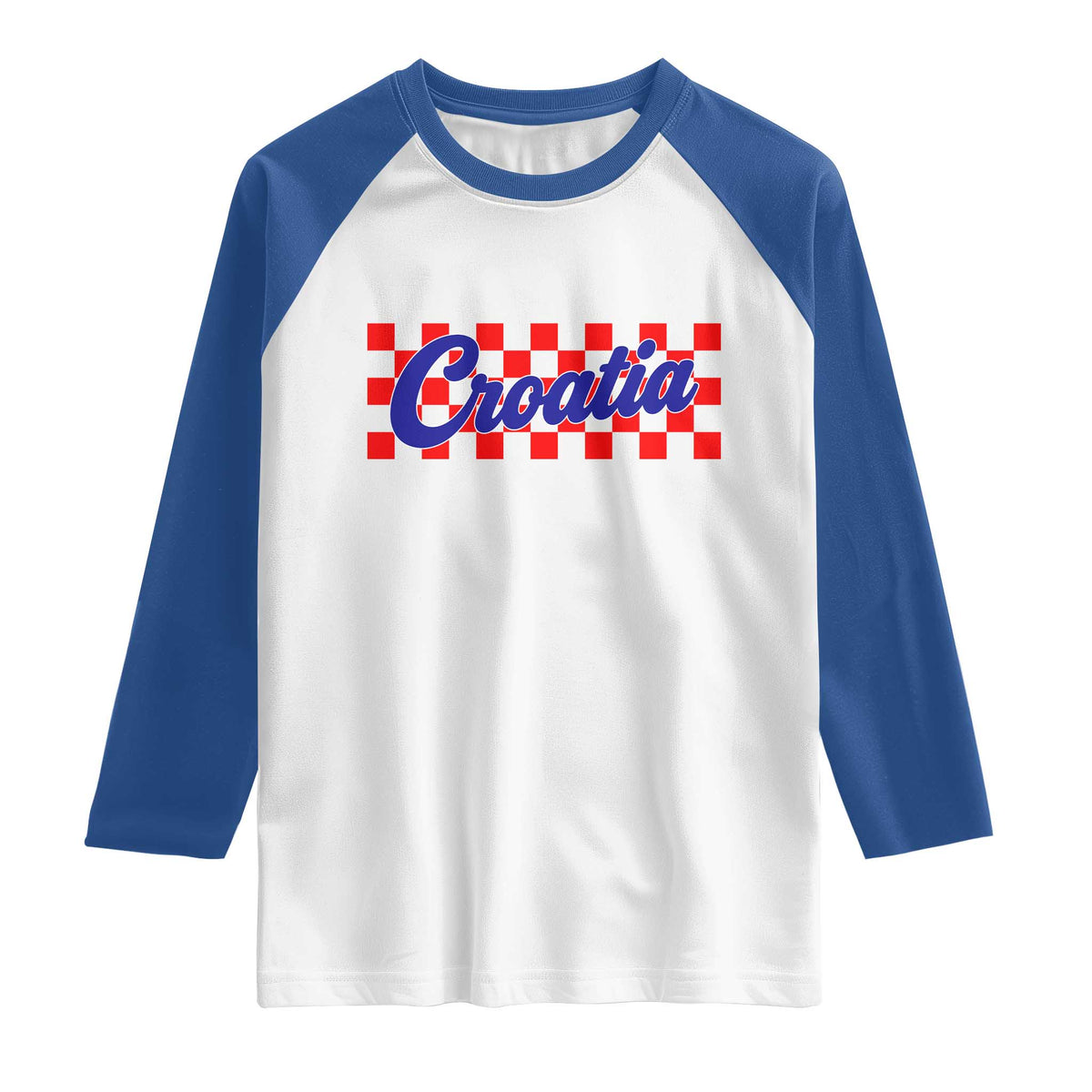 Croatia Raglan Shirt Checkered Retro Hrvatska Zagreb Croatian TS10 White Royal Print Your Wear