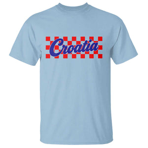 Croatia T Shirt Checkered Retro Hrvatska Zagreb Croatian TS10 Light Blue Print Your Wear