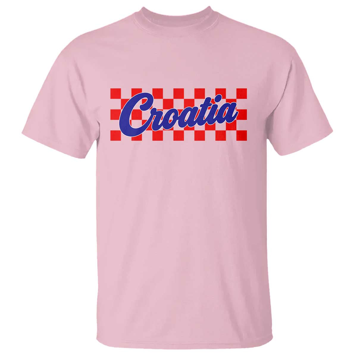 Croatia T Shirt Checkered Retro Hrvatska Zagreb Croatian TS10 Light Pink Print Your Wear