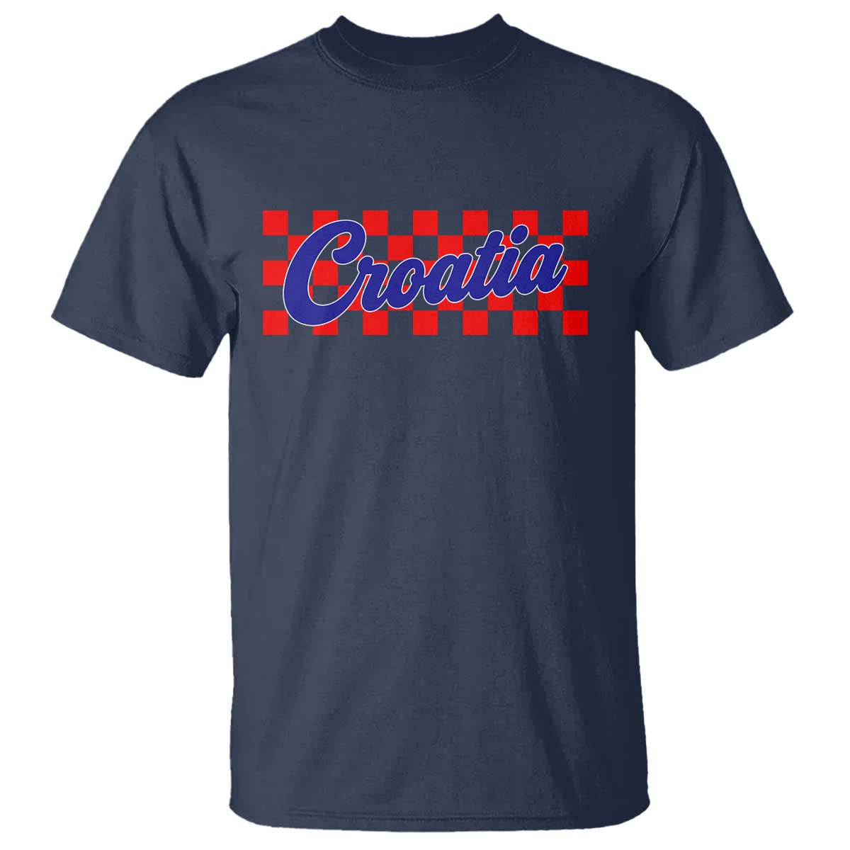 Croatia T Shirt Checkered Retro Hrvatska Zagreb Croatian TS10 Navy Print Your Wear