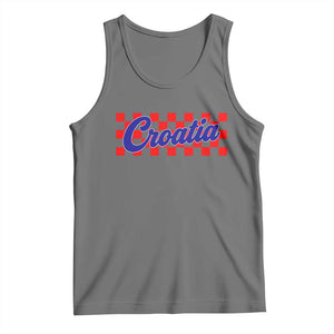 Croatia Tank Top Checkered Retro Hrvatska Zagreb Croatian TS10 Black Heather Print Your Wear