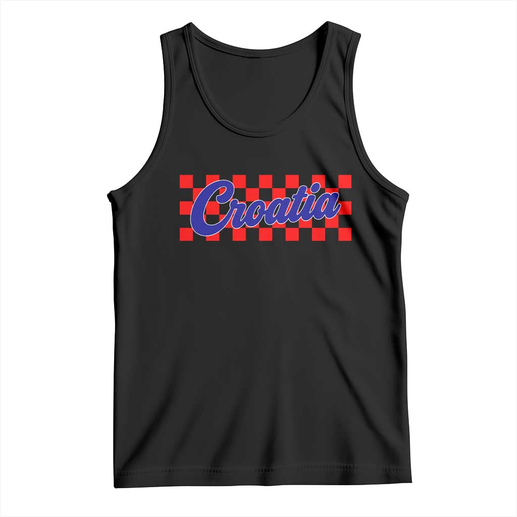 Croatia Tank Top Checkered Retro Hrvatska Zagreb Croatian TS10 Black Print Your Wear