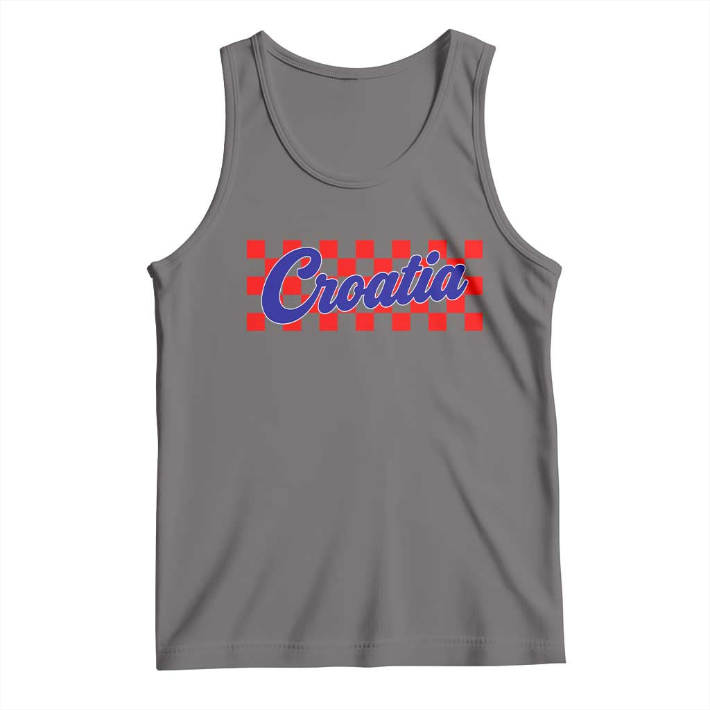 Croatia Tank Top Checkered Retro Hrvatska Zagreb Croatian TS10 Deep Heather Print Your Wear