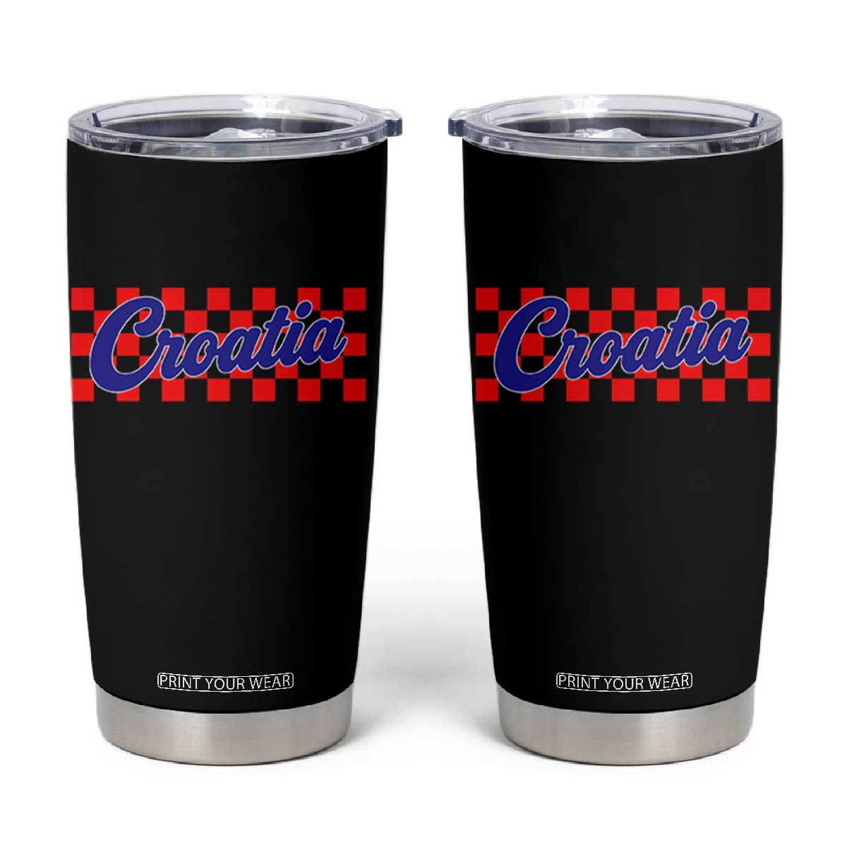 Croatia Tumbler Cup Checkered Retro Hrvatska Zagreb Croatian TS10 Black Print Your Wear