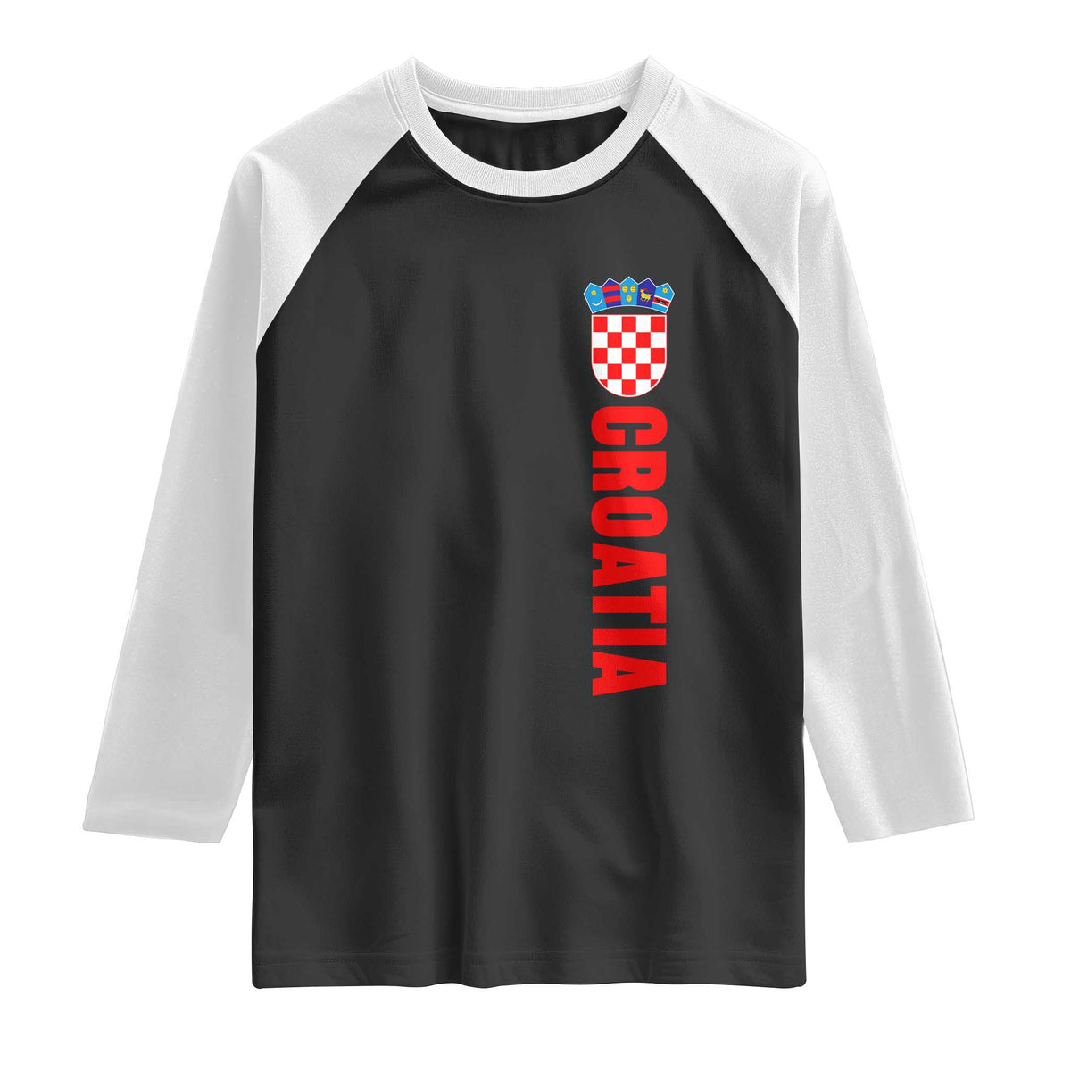 Croatia Raglan Shirt Vintage Hrvatska Zagreb Croatian TS10 Black White Print Your Wear