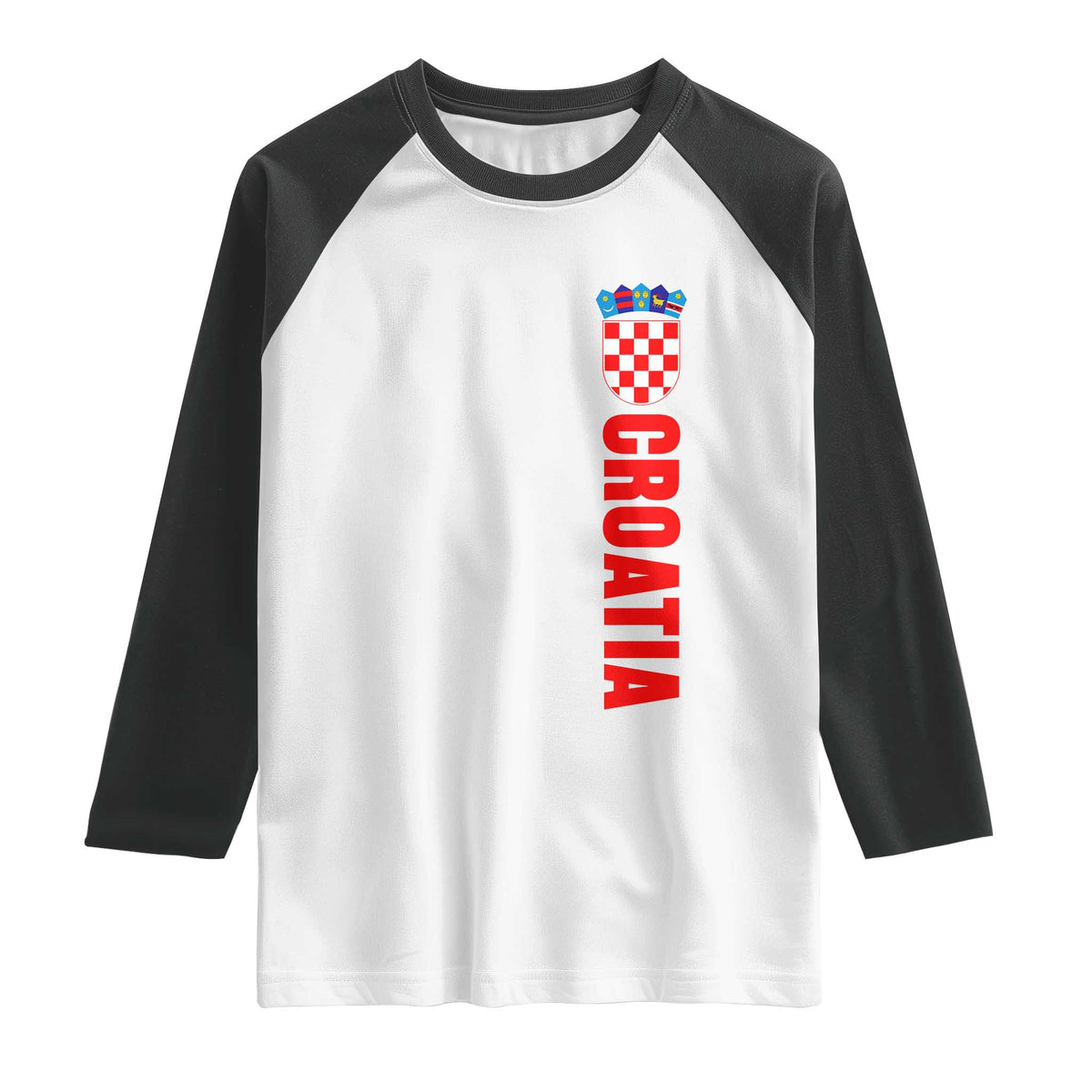 Croatia Raglan Shirt Vintage Hrvatska Zagreb Croatian TS10 White Black Print Your Wear