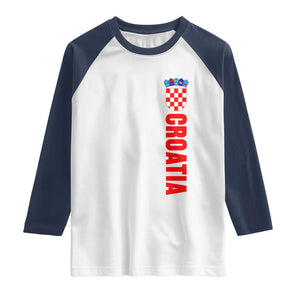 Croatia Raglan Shirt Vintage Hrvatska Zagreb Croatian TS10 White Navy Print Your Wear