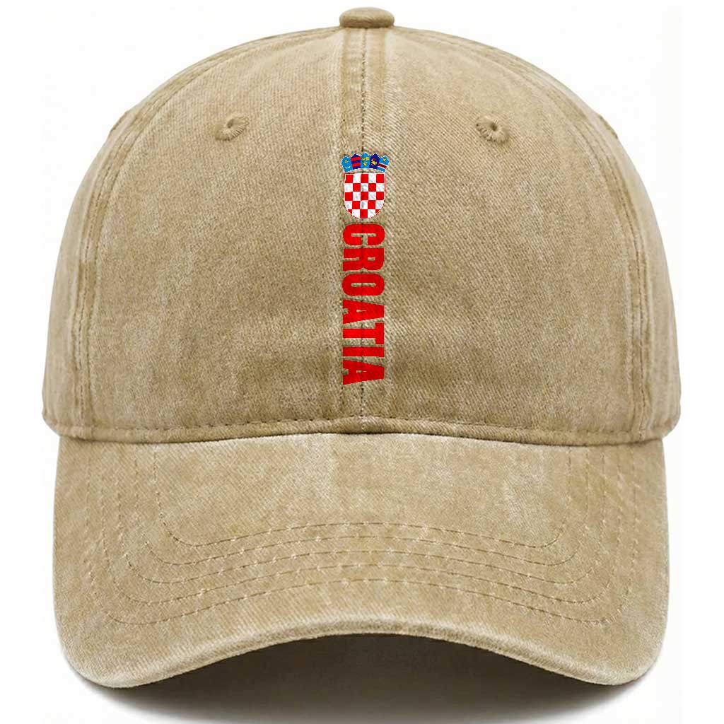 Croatia Washed Cotton Baseball Cap Vintage Hrvatska Zagreb Croatian TS10 Print Your Wear