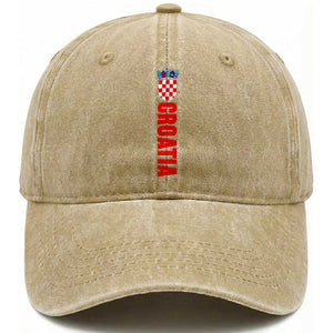 Croatia Washed Cotton Baseball Cap Vintage Hrvatska Zagreb Croatian TS10 Print Your Wear