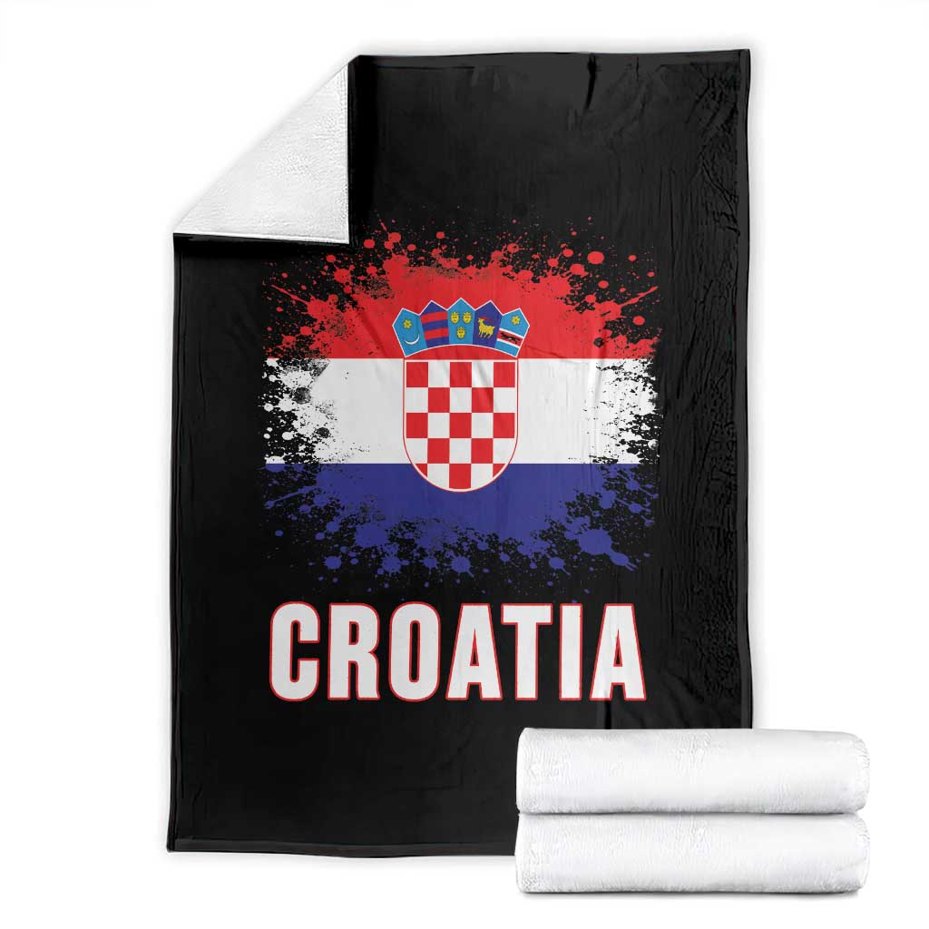 Croatia Throw Blanket Retro Vintage Watercolors Sport Hrvatska Flag Croatian TS10 Black Print Your Wear