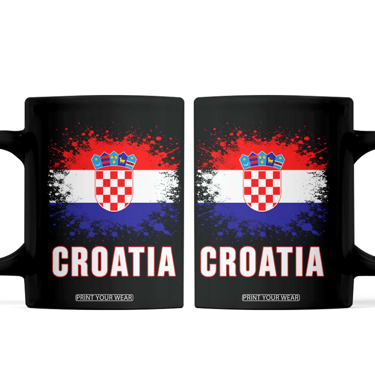 Croatia Coffee Mug Retro Vintage Watercolors Sport Hrvatska Flag Croatian TS10 Black Print Your Wear
