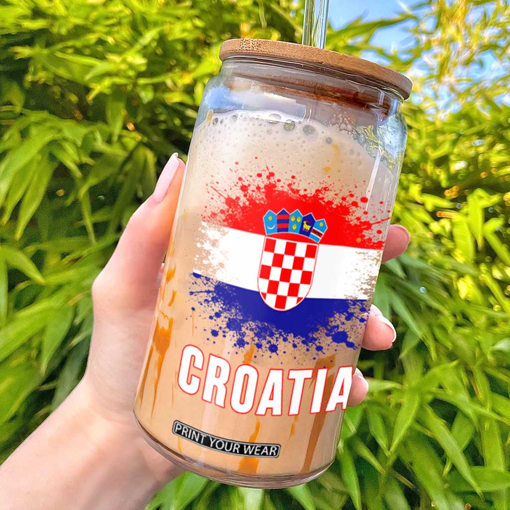 Croatia Glass Can Retro Vintage Watercolors Sport Hrvatska Flag Croatian TS10 Black Print Your Wear