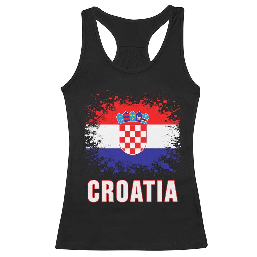 Croatia Racerback Tank Top Retro Vintage Watercolors Sport Hrvatska Flag Croatian TS10 Black Print Your Wear
