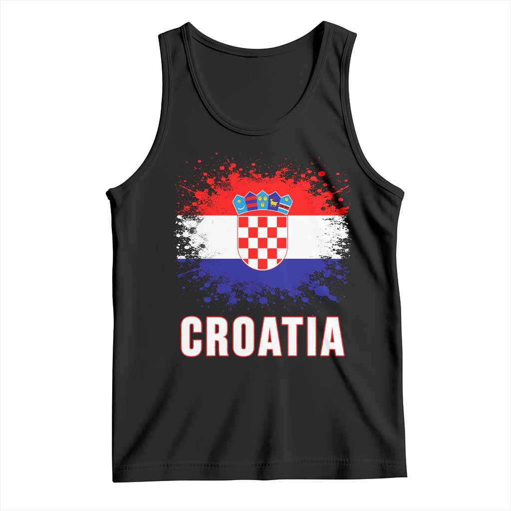 Croatia Tank Top Retro Vintage Watercolors Sport Hrvatska Flag Croatian TS10 Black Print Your Wear