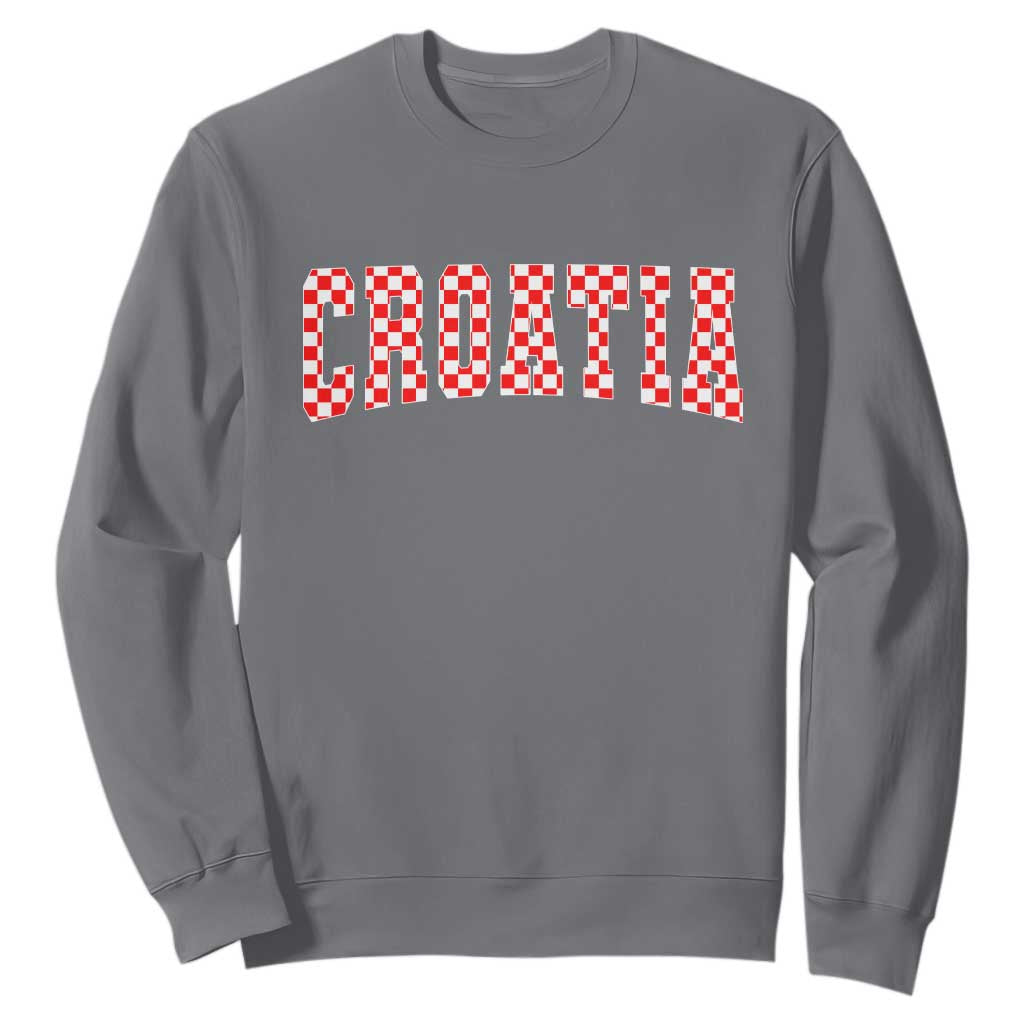Vintage Croatia Sweatshirt Retro Varsity Hrvatska Flag Zagreb Croatian TS10 Charcoal Print Your Wear