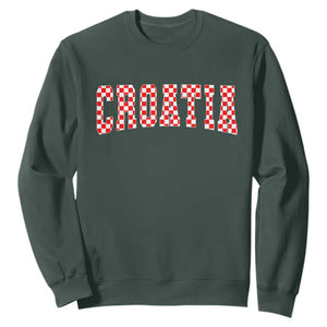 Vintage Croatia Sweatshirt Retro Varsity Hrvatska Flag Zagreb Croatian TS10 Dark Forest Green Print Your Wear
