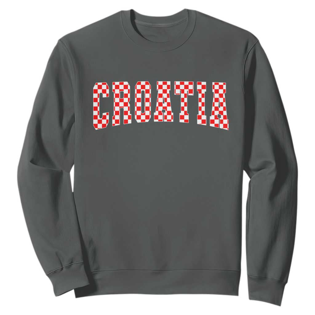 Vintage Croatia Sweatshirt Retro Varsity Hrvatska Flag Zagreb Croatian TS10 Dark Heather Print Your Wear