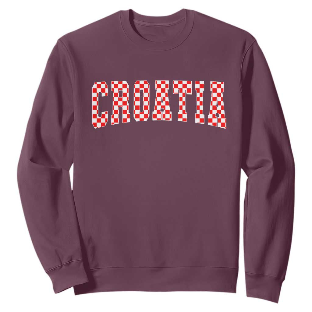Vintage Croatia Sweatshirt Retro Varsity Hrvatska Flag Zagreb Croatian TS10 Maroon Print Your Wear