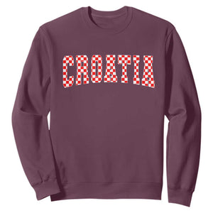Vintage Croatia Sweatshirt Retro Varsity Hrvatska Flag Zagreb Croatian TS10 Maroon Print Your Wear