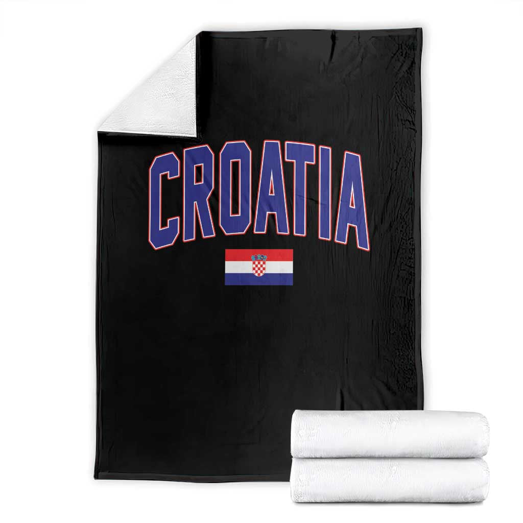 Croatia Flag Throw Blanket Vintage Hrvatska Flag Zagreb Croatian Jersey Retro TS10 Black Print Your Wear