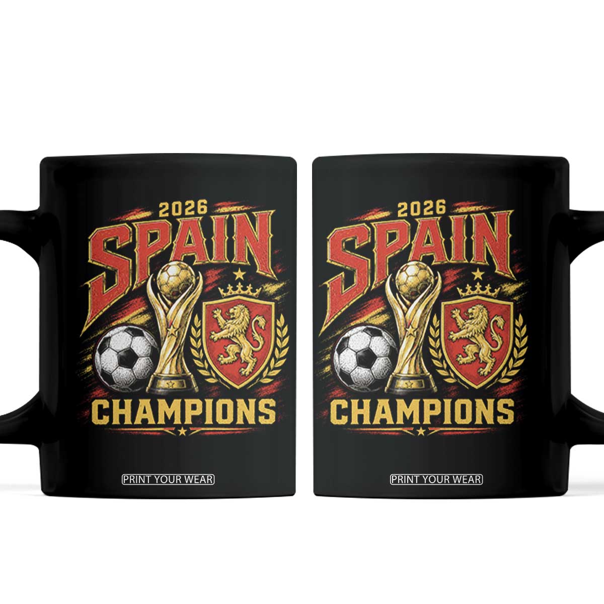 Spain Champions 2026 Coffee Mug Spanish Soccer Fan Graphic TS10 Black Print Your Wear