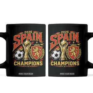 Spain Champions 2026 Coffee Mug Spanish Soccer Fan Graphic TS10 Black Print Your Wear