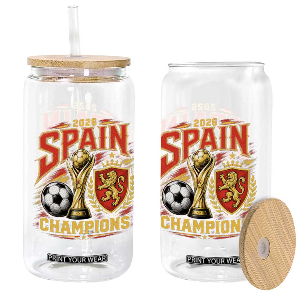 Spain Champions 2026 Glass Can Spanish Soccer Fan Graphic TS10 Print Your Wear