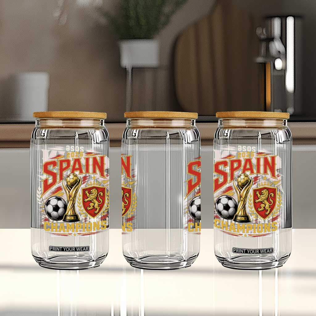 Spain Champions 2026 Glass Can Spanish Soccer Fan Graphic TS10 Print Your Wear