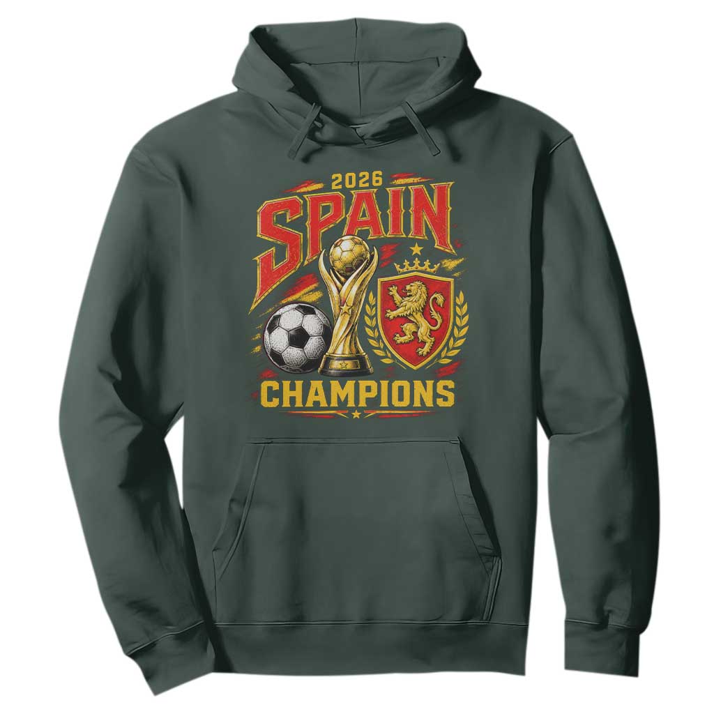 Spain Champions 2026 Hoodie Spanish Soccer Fan Graphic TS10 Dark Forest Green Print Your Wear