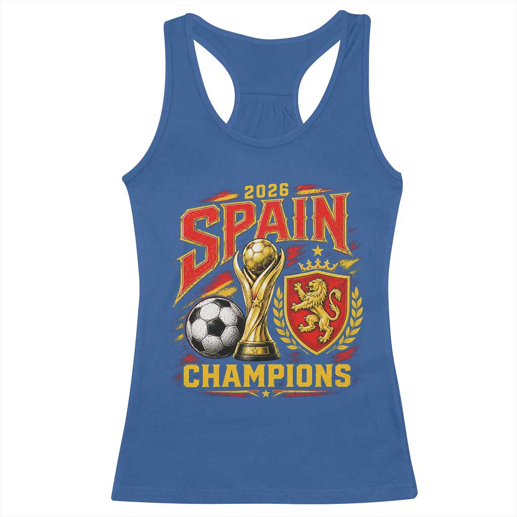 Spain Champions 2026 Racerback Tank Top Spanish Soccer Fan Graphic TS10 Royal Blue Print Your Wear