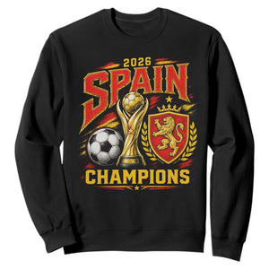 Spain Champions 2026 Sweatshirt Spanish Soccer Fan Graphic TS10 Black Print Your Wear