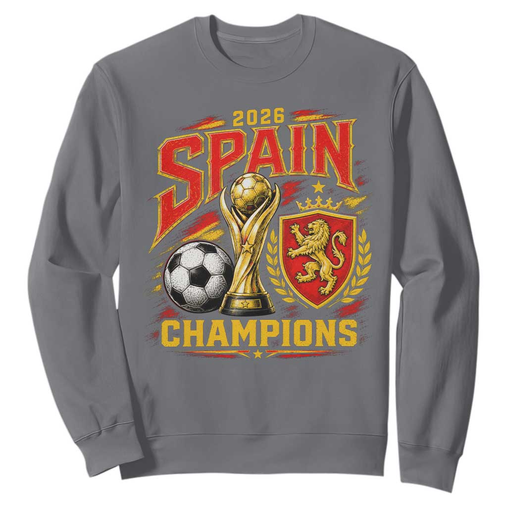 Spain Champions 2026 Sweatshirt Spanish Soccer Fan Graphic TS10 Charcoal Print Your Wear