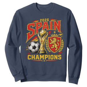 Spain Champions 2026 Sweatshirt Spanish Soccer Fan Graphic TS10 Navy Print Your Wear