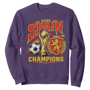 Spain Champions 2026 Sweatshirt Spanish Soccer Fan Graphic TS10 Purple Print Your Wear