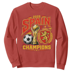 Spain Champions 2026 Sweatshirt Spanish Soccer Fan Graphic TS10 Red Print Your Wear