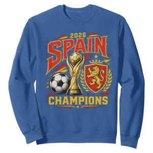 Spain Champions 2026 Sweatshirt Spanish Soccer Fan Graphic TS10 Royal Blue Print Your Wear