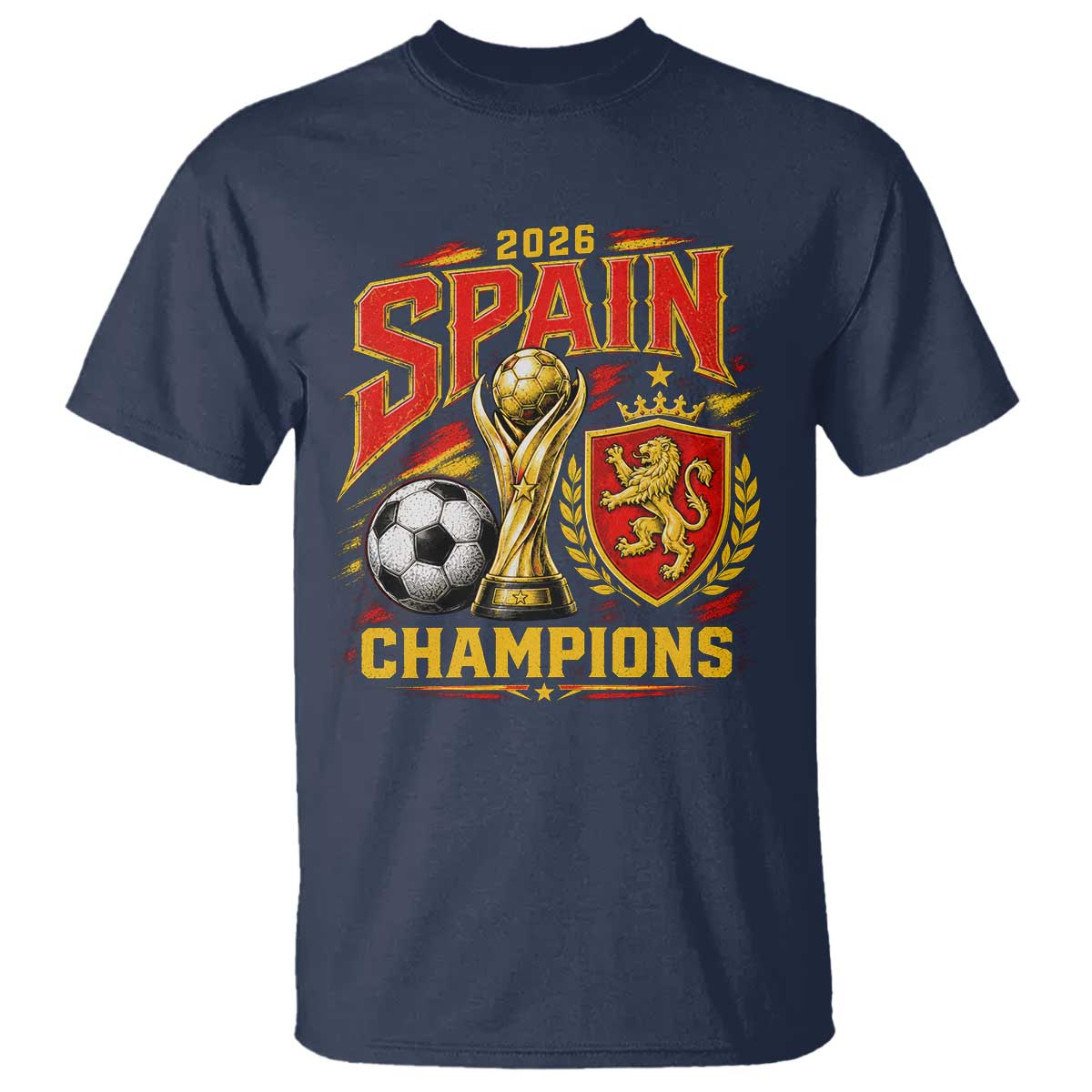 Spain Champions 2026 T Shirt Spanish Soccer Fan Graphic TS10 Navy Print Your Wear