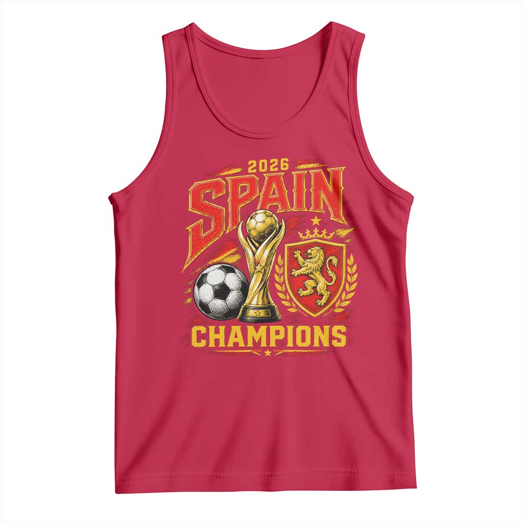Spain Champions 2026 Tank Top Spanish Soccer Fan Graphic TS10 Red Print Your Wear