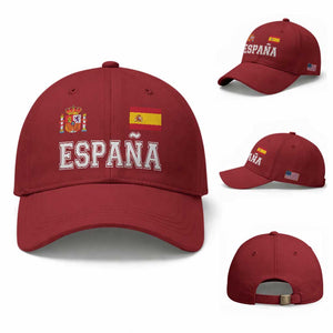 Spain Espana Baseball Cap Vintage Spanish Flag Royal Crest Graphic TS10 Baseball Cap Universal Fit Cherry Red Print Your Wear