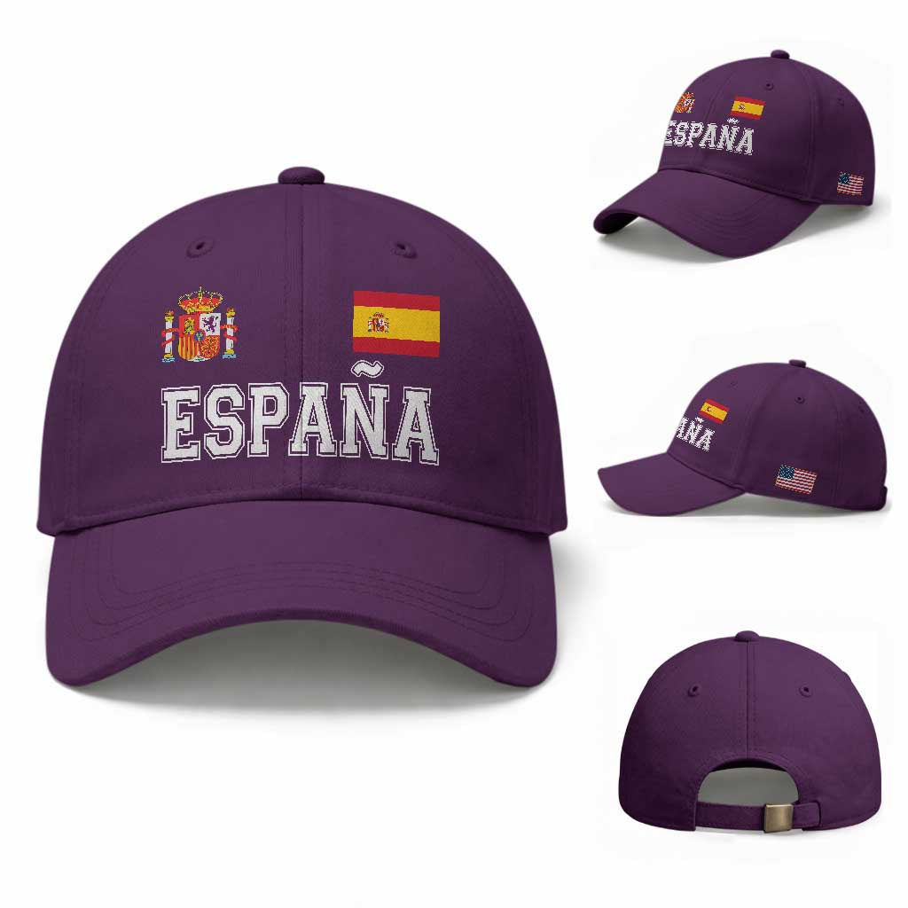Spain Espana Baseball Cap Vintage Spanish Flag Royal Crest Graphic TS10 Baseball Cap Universal Fit Purple Print Your Wear