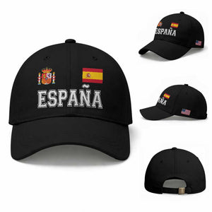 Spain Espana Baseball Cap Vintage Spanish Flag Royal Crest Graphic TS10 Baseball Cap Universal Fit Black Print Your Wear