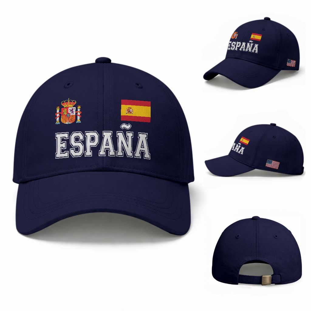 Spain Espana Baseball Cap Vintage Spanish Flag Royal Crest Graphic TS10 Baseball Cap Universal Fit Dark Blue Print Your Wear